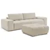 Canapé droit convertible coffre ANAKIN tissu bouclette avec pouf beige...