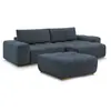 Canapé d'angle réversible ANAKIN tissu bouclette avec pouf bleu foncé ...