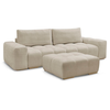 Canapé droit fixe 3 places ANAKIN tissu texturé avec pouf beige   BOBO...