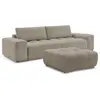 Canapé droit convertible coffre ANAKIN tissu bouclette avec pouf taupe...