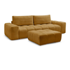 Canapé droit fixe 3 places ANAKIN tissu texturé avec pouf jaune   BOBO...