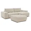 Canapé d'angle réversible ANAKIN tissu bouclette avec pouf beige  réve...