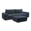 Canapé droit fixe 3 places ANAKIN tissu texturé avec pouf bleu foncé  ...