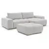 Canapé d'angle réversible ANAKIN tissu bouclette avec pouf gris clair ...