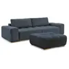 Canapé droit fixe 3 places ANAKIN tissu bouclette avec pouf bleu foncé...