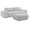 Canapé droit fixe 3 places ANAKIN tissu bouclette avec pouf gris clair...