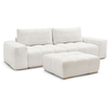 Canapé droit fixe 3 places ANAKIN tissu texturé avec pouf blanc   BOBO...