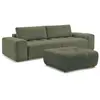 Canapé droit fixe 3 places ANAKIN tissu bouclette avec pouf vert   BOB...