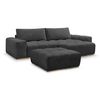 Canapé d'angle réversible ANAKIN tissu texturé avec pouf noir  réversi...