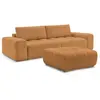 Canapé droit fixe 3 places ANAKIN tissu bouclette avec pouf jaune   BO...
