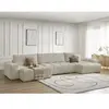 Canapé panoramique convertible coffre ANAKIN tissu texturé beige   BOB...