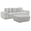 Canapé droit convertible coffre ANAKIN tissu bouclette avec pouf gris ...