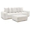 Canapé droit convertible coffre ANAKIN tissu texturé avec pouf blanc  ...