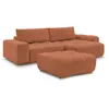 Canapé d'angle réversible ANAKIN tissu bouclette avec pouf orange  rév...