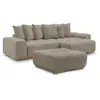 Canapé d'angle réversible ANAKIN tissu bouclette avec pouf taupe  réve...