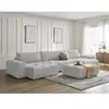 Canapé panoramique convertible coffre ANAKIN tissu bouclette avec pouf...