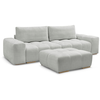 Canapé droit fixe 3 places ANAKIN tissu texturé avec pouf gris clair  ...