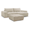 Canapé d'angle réversible ANAKIN tissu texturé avec pouf beige  révers...