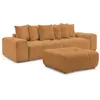 Canapé droit convertible coffre ANAKIN tissu bouclette avec pouf jaune...