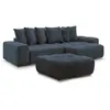 Canapé d'angle réversible ANAKIN tissu bouclette avec pouf bleu foncé ...