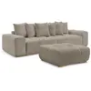 Canapé droit convertible coffre ANAKIN tissu bouclette avec pouf taupe...