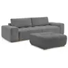 Canapé droit convertible coffre ANAKIN tissu bouclette avec pouf gris ...