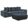 Canapé droit convertible coffre ANAKIN tissu bouclette avec pouf bleu ...