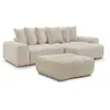 Canapé d'angle réversible ANAKIN tissu bouclette avec pouf beige  réve...