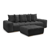 Canapé droit convertible coffre ANAKIN tissu texturé avec pouf noir   ...
