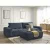Canapé droit convertible coffre ANAKIN tissu texturé avec pouf bleu fo...