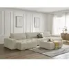 Canapé panoramique convertible coffre ANAKIN tissu bouclette avec pouf...