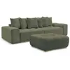 Canapé droit fixe 3 places ANAKIN tissu bouclette avec pouf vert   BOB...