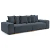 Canapé droit convertible coffre ANAKIN tissu bouclette bleu foncé   BO...