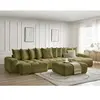 Canapé panoramique fixe ANAKIN tissu texturé avec pouf vert   BOBOCHIC...