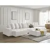 Canapé panoramique convertible coffre ANAKIN tissu bouclette avec pouf...