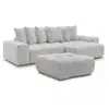 Canapé d'angle réversible ANAKIN tissu bouclette avec pouf gris clair ...