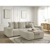 Canapé droit convertible coffre ANAKIN tissu texturé avec pouf beige  ...
