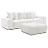 Canapé droit fixe 3 places ANAKIN tissu bouclette avec pouf blanc   BO...