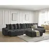 Canapé panoramique fixe ANAKIN tissu texturé avec pouf noir   BOBOCHIC...