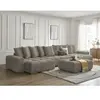Canapé panoramique convertible coffre ANAKIN tissu bouclette avec pouf...