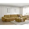 Canapé panoramique fixe ANAKIN tissu texturé avec pouf jaune   BOBOCHI...
