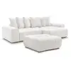 Canapé d'angle réversible ANAKIN tissu bouclette avec pouf blanc  réve...