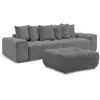 Canapé droit convertible coffre ANAKIN tissu bouclette avec pouf gris ...