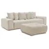 Canapé droit convertible coffre ANAKIN tissu bouclette avec pouf beige...