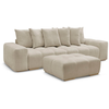 Canapé droit fixe 3 places ANAKIN tissu texturé avec pouf beige   BOBO...