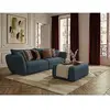 Bobochic - Canapé Droit Fixe 3 Places Luigi Tissu Lisse Avec Pouf Bleu