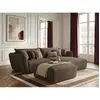 Canapé d'angle fixe LUIGI tissu texturé avec pouf taupe  angle droit B...