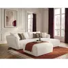 Canapé d'angle fixe LUIGI tissu texturé avec pouf blanc  angle droit B...