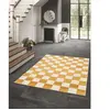 Tapis poils ras GAELLE motif damier jaune 200x290  BOBOCHIC