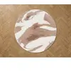Tapis rond poils longs LECHE motif abstrait    BOBOCHIC